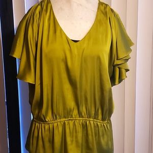 Lime green silky blouse